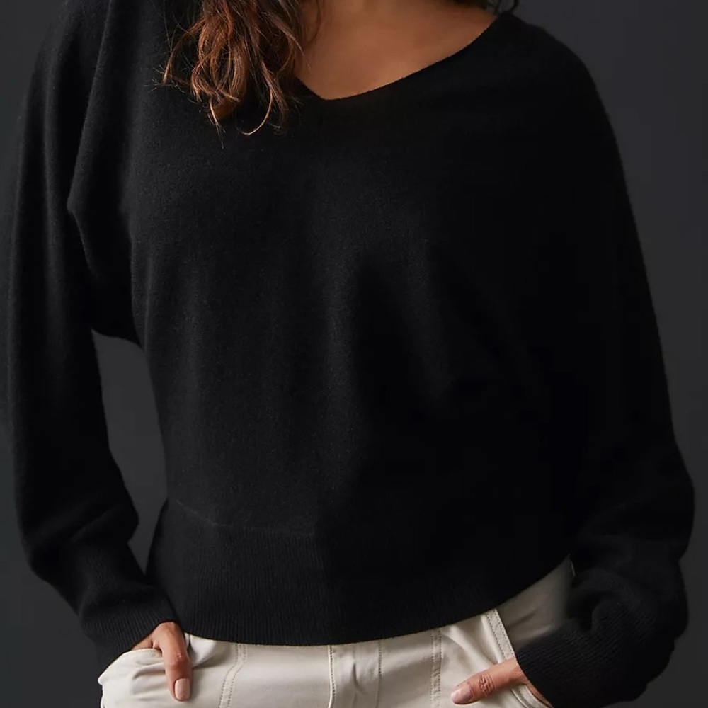 Anthropologie Black V-Neck Sweater